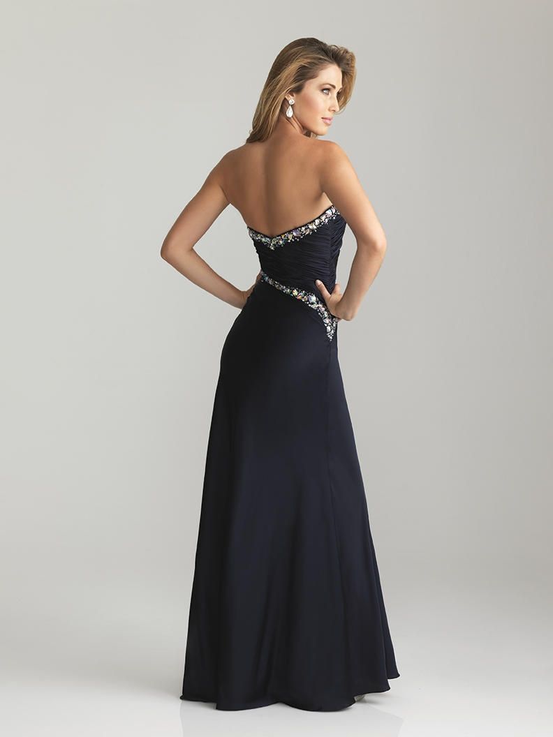 Style 6608 Madison James Size 6 Sequined Black Floor Length Maxi on Queenly