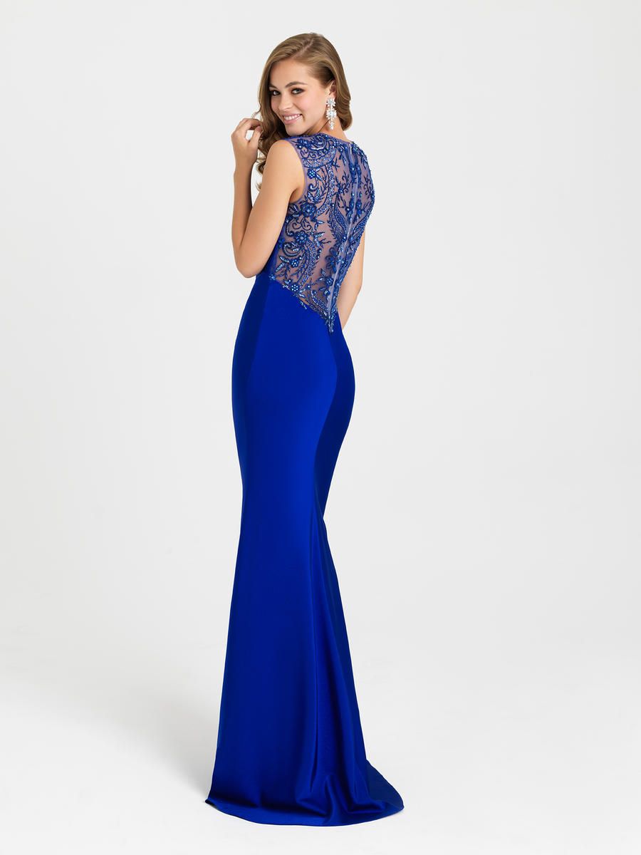 Style 16-383 Madison James Size 2 Floral Royal Blue Floor Length Maxi on Queenly