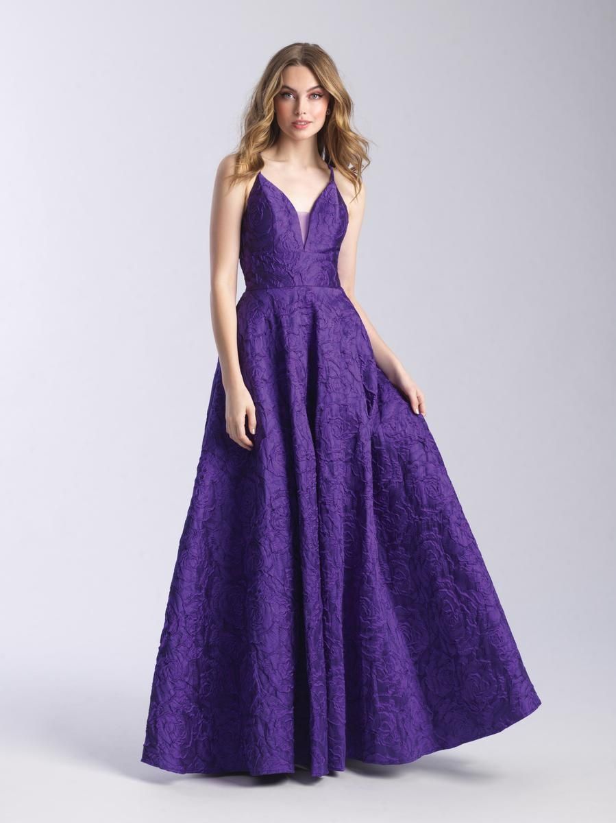 Style 20-316 Madison James Size 6 Floral Purple Ball Gown on Queenly