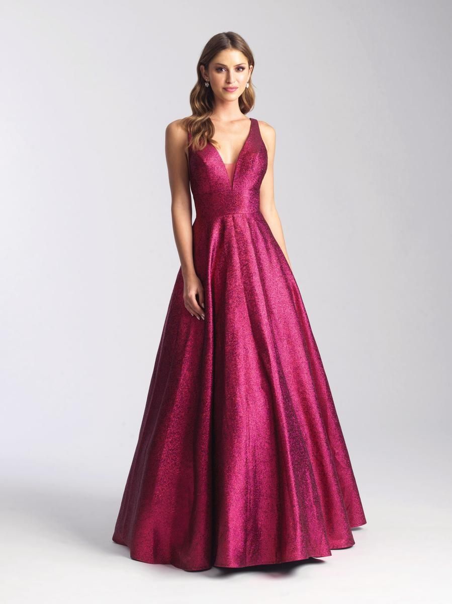 Style 20-307 Madison James Size 4 Prom Sequined Hot Pink Ball Gown on Queenly