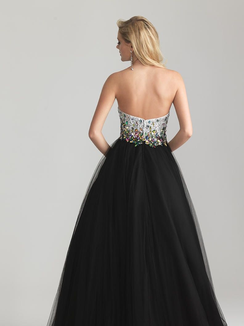 Style 6653 Madison James Size 2 Prom Sequined Black Ball Gown on Queenly