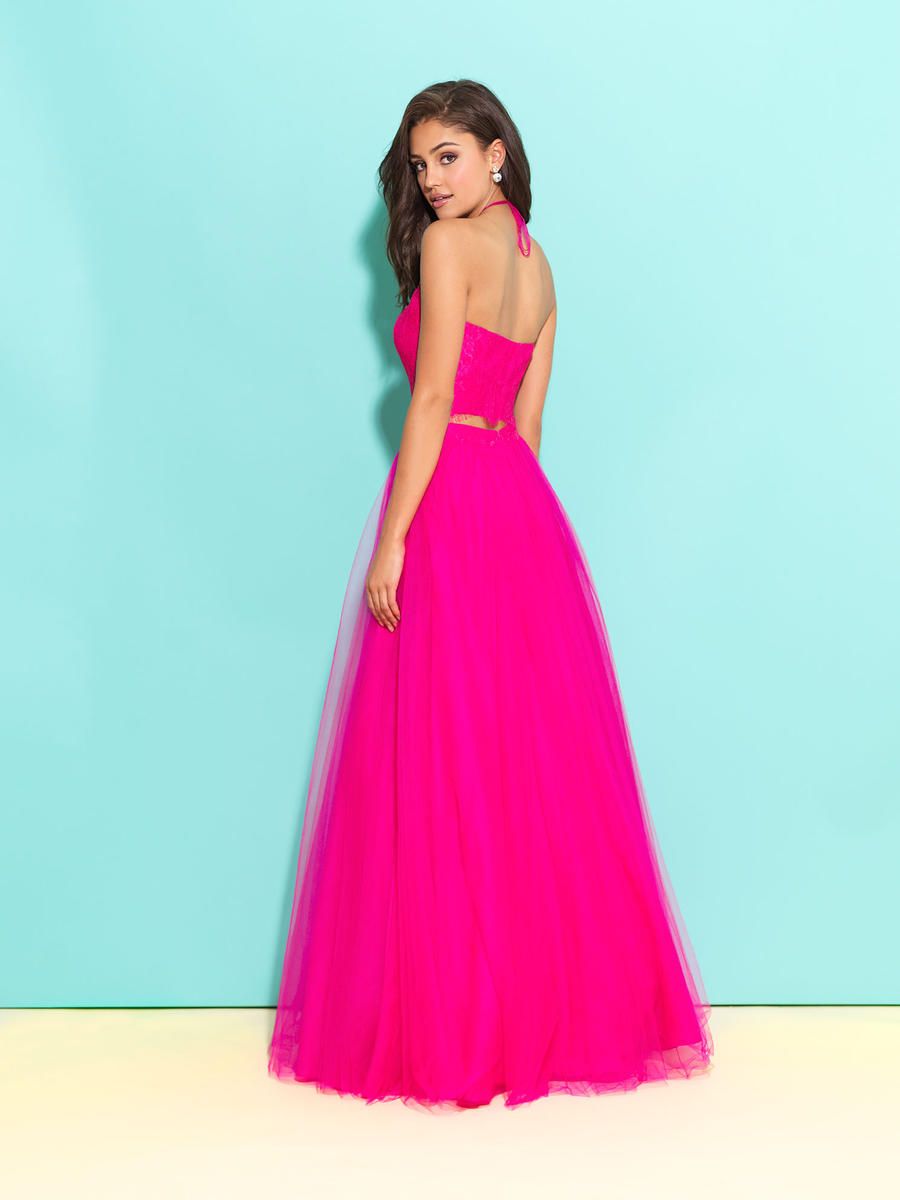 Style 17-284 Madison James Size 10 Prom Lace Hot Pink Ball Gown on Queenly