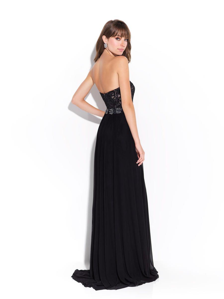 Style 17-224 Madison James Size 12 Strapless Black Floor Length Maxi on Queenly
