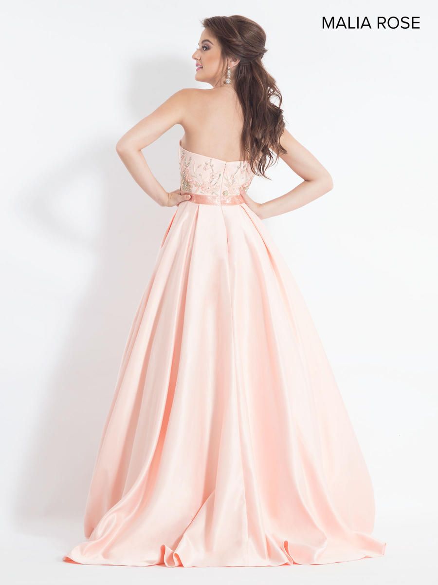 Style MP1008 Malia Rose Size 2 Prom Strapless Satin Light Pink Ball Gown on Queenly