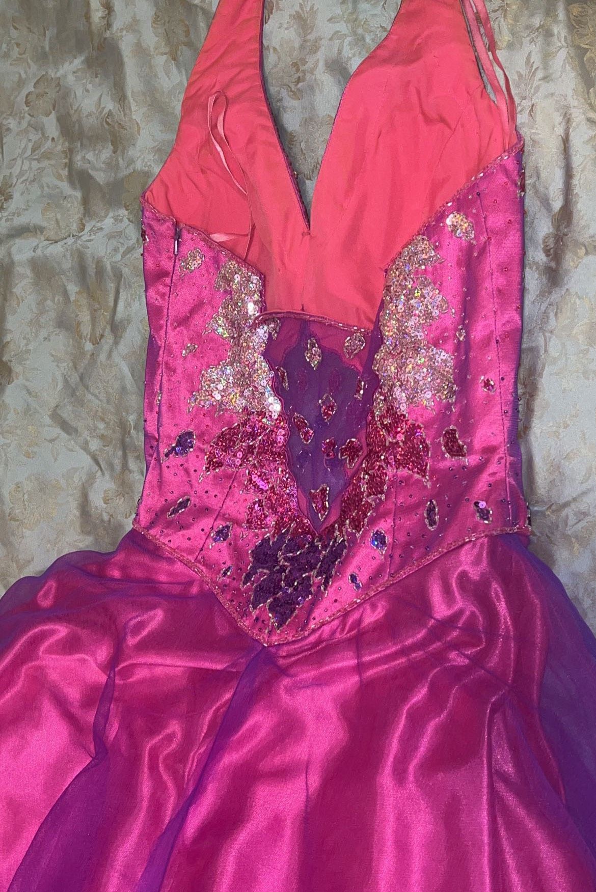 Size 6 Prom Sequined Pink Ball Gown on Queenly