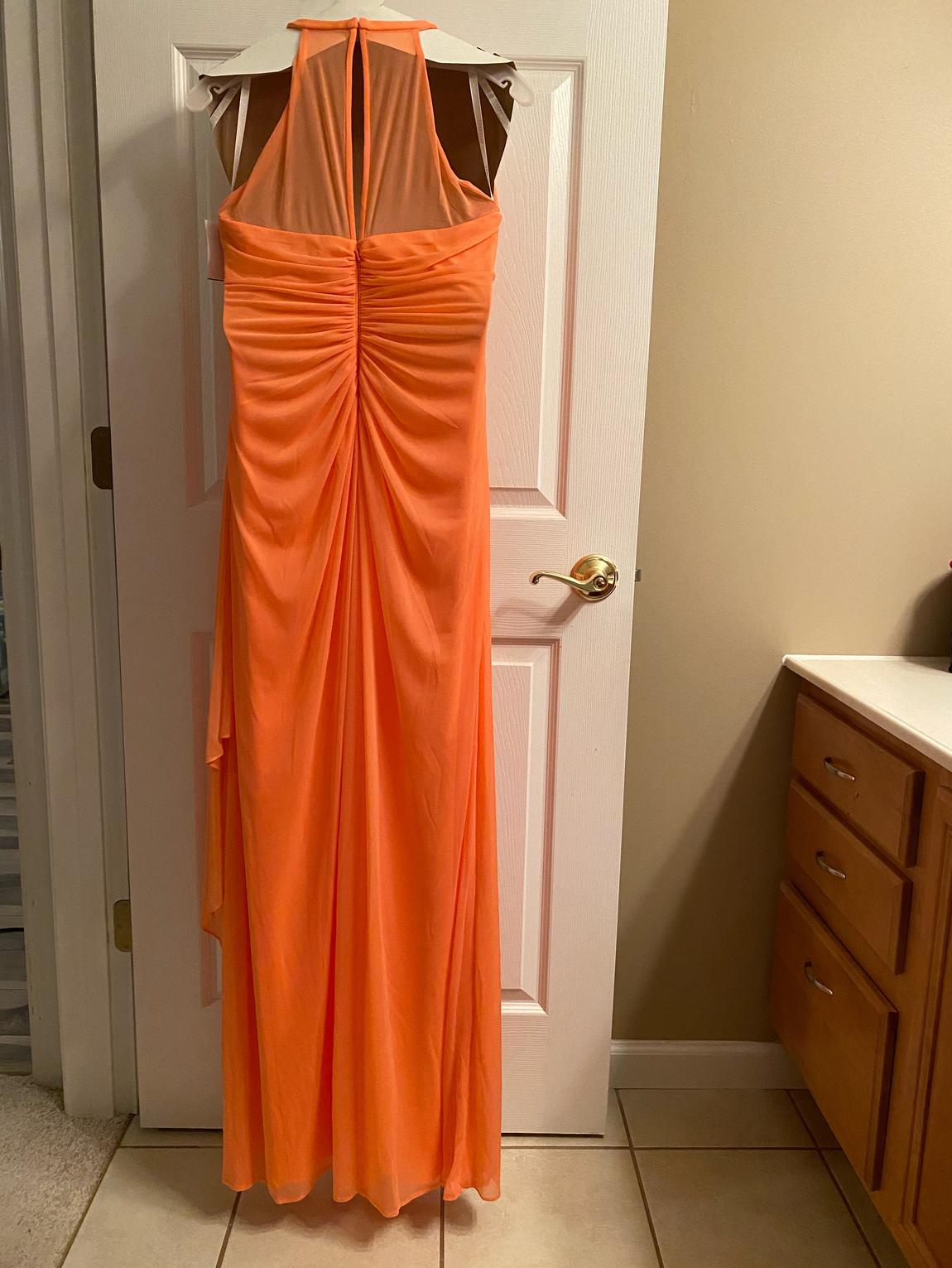 Size 12 Prom Coral Floor Length Maxi on Queenly