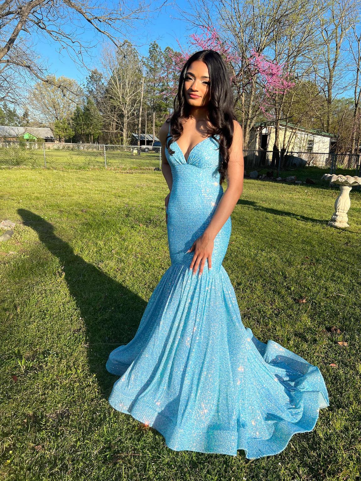 Sherri Hill Size 0 Prom Light Blue Mermaid Dress on Queenly