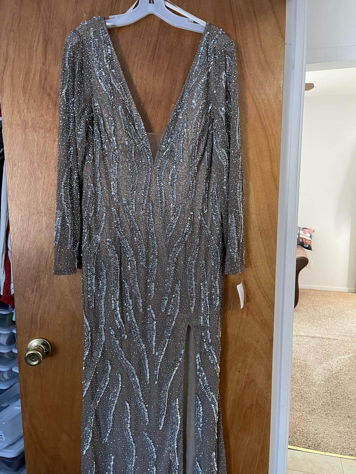 David's Bridal Plus Size 16 Silver Floor Length Maxi on Queenly