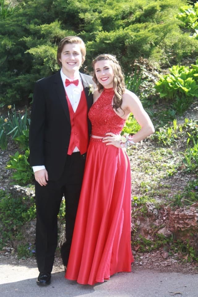 Size 4 Prom High Neck Red Floor Length Maxi on Queenly