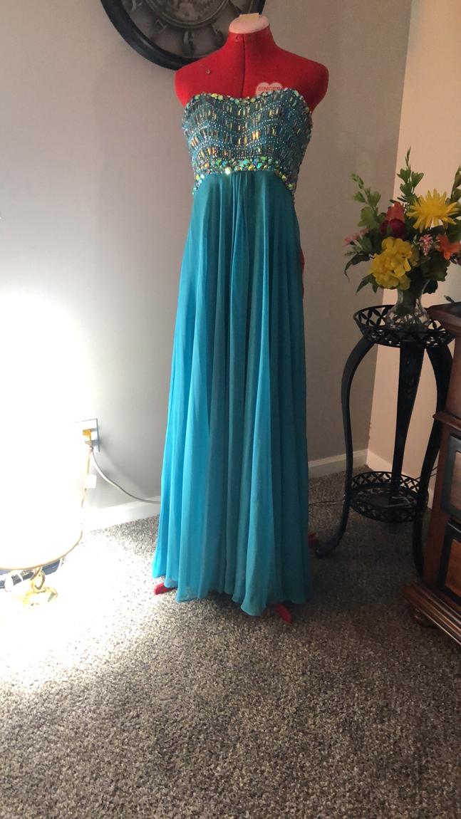 MoriLee Size 2 Strapless Blue Floor Length Maxi on Queenly