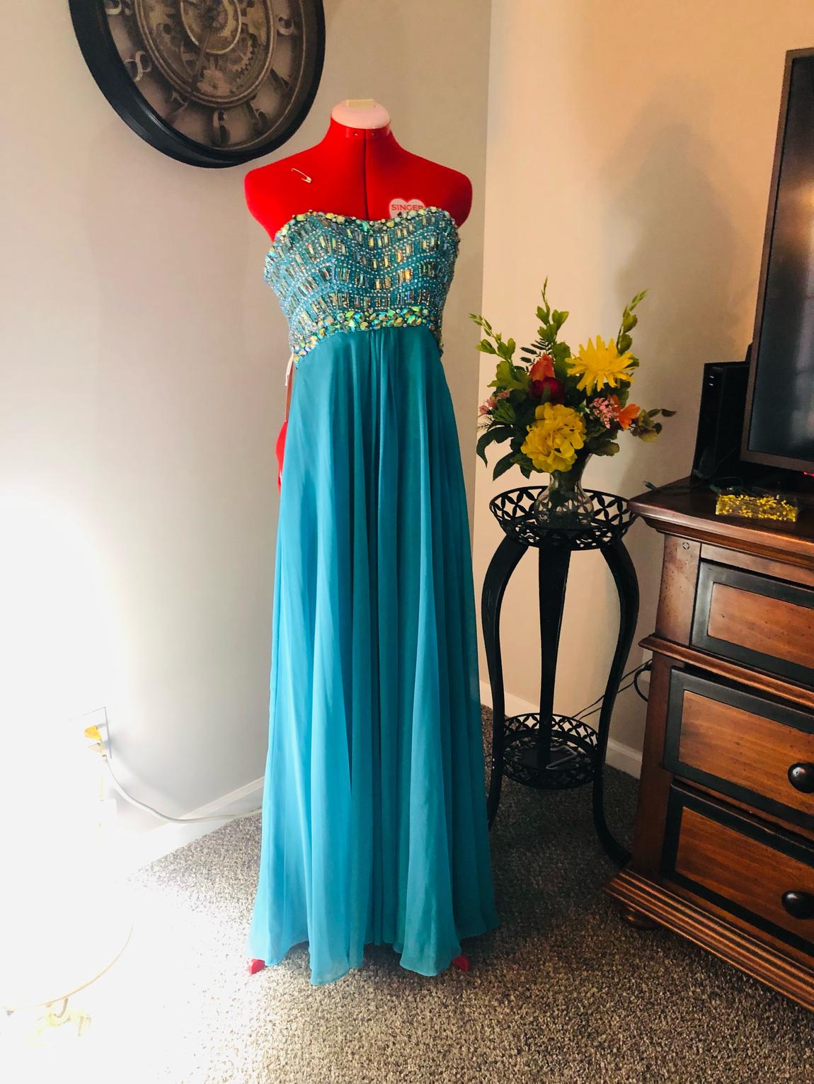 MoriLee Size 2 Strapless Blue Floor Length Maxi on Queenly