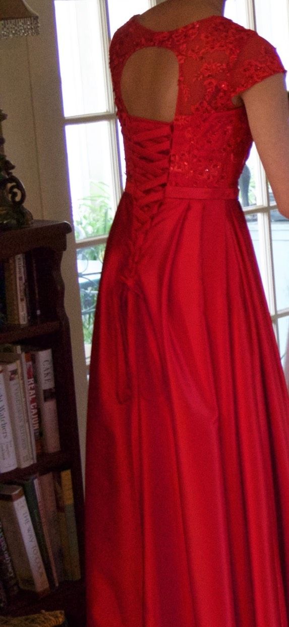 Size 2 Red Floor Length Maxi on Queenly