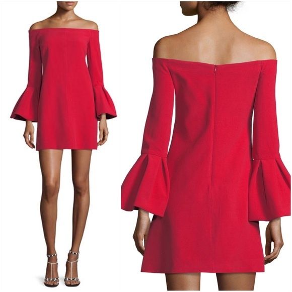 Alexis Size 6 Off The Shoulder Red Cocktail Dress on Queenly