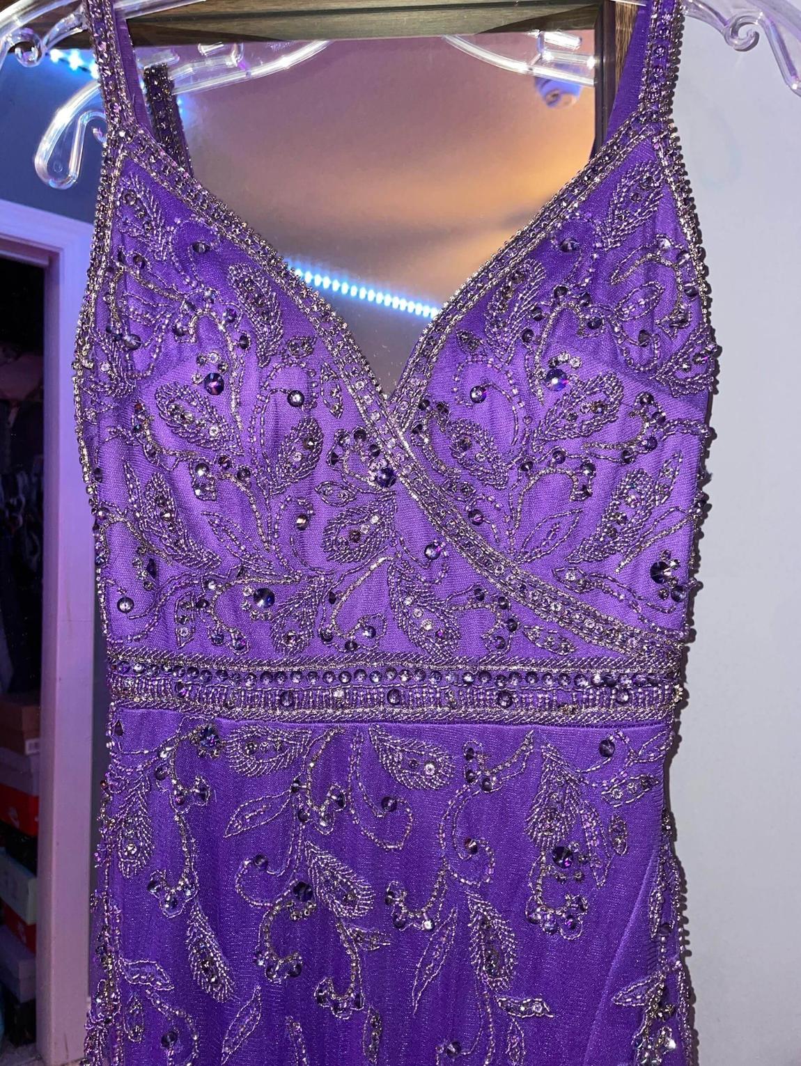Size 0 Prom Sequined Purple Side Slit Dress on Queenly