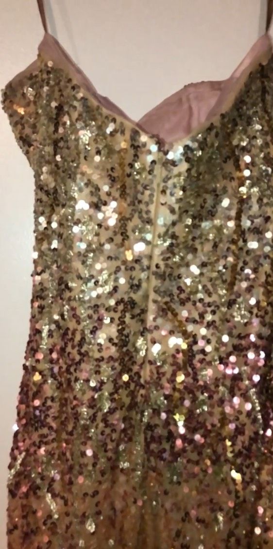 SCALA Size 8 Prom Sequined Gold Floor Length Maxi on Queenly
