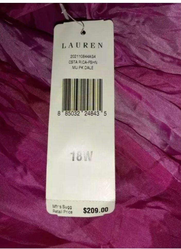 Ralph Lauren Plus Size 18 Satin Pink A-line Dress on Queenly