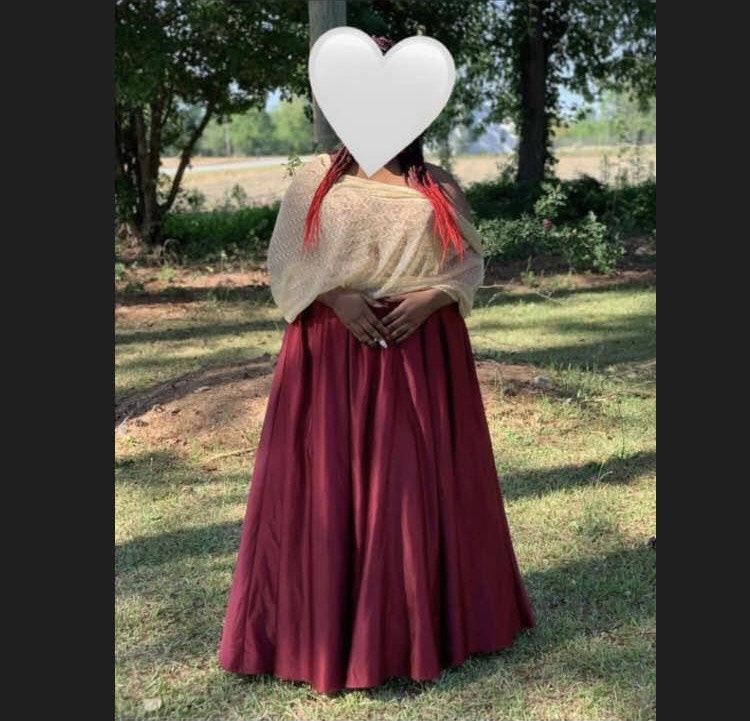 Plus Size 26 Prom Lace Burgundy Red Ball Gown on Queenly