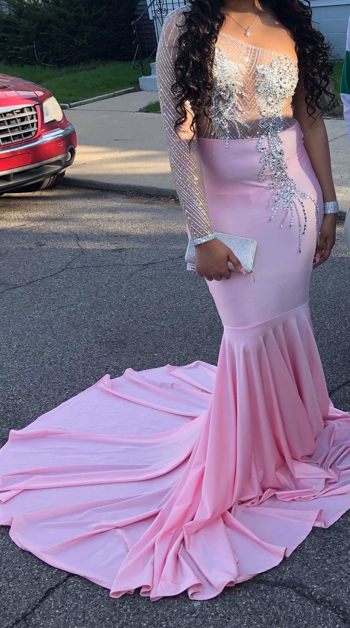 Custom Size 8 Prom Sequined Light Pink Ball Gown on Queenly