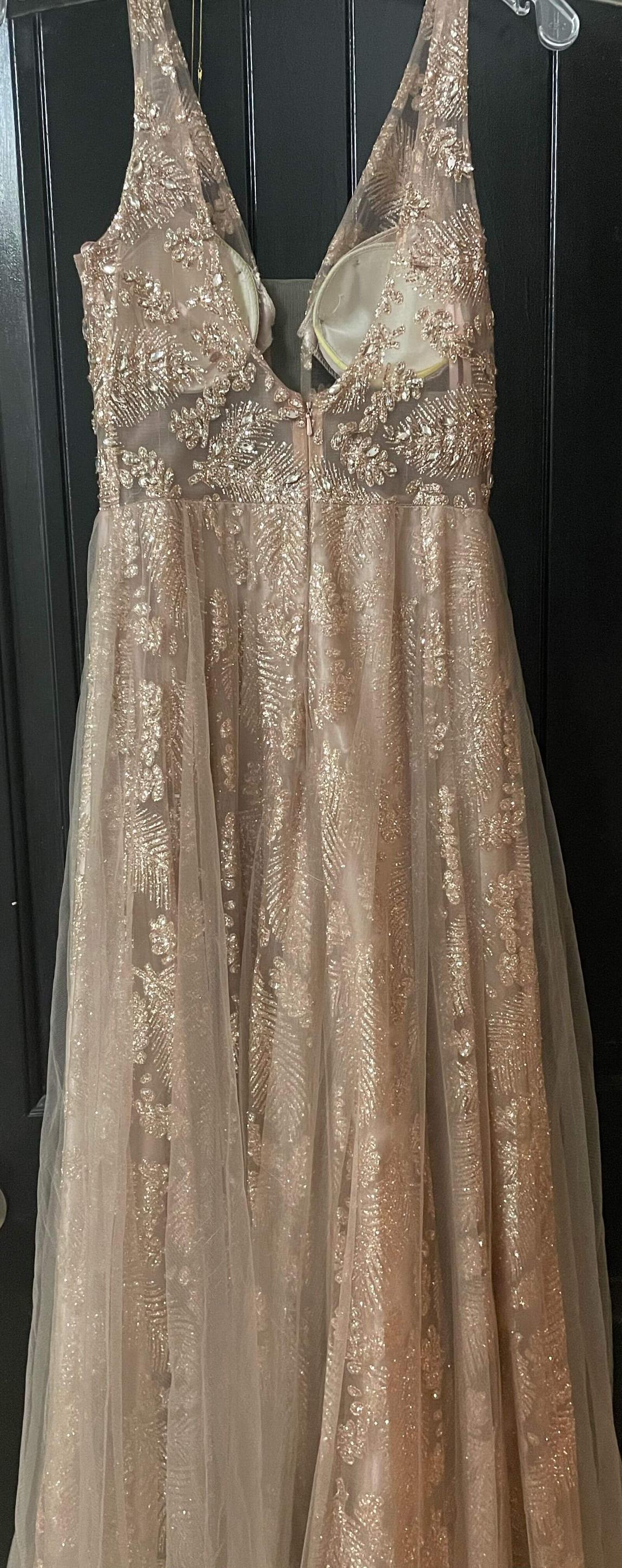 Bicici & Coty Size 4 Rose Gold Floor Length Maxi on Queenly