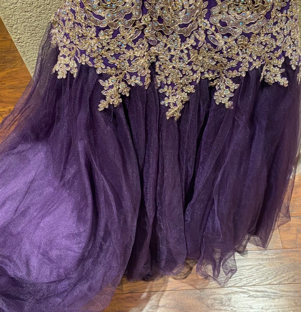 Dancing Queen Size 4 Prom Lace Purple Mermaid Dress on Queenly