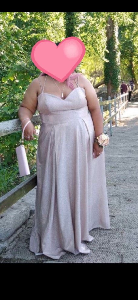 Plus Size 18 Prom Nude Floor Length Maxi on Queenly
