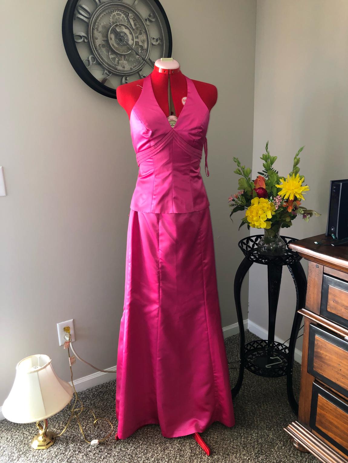 Alfred Angelo Size 8 Bridesmaid Halter Hot Pink A-line Dress on Queenly