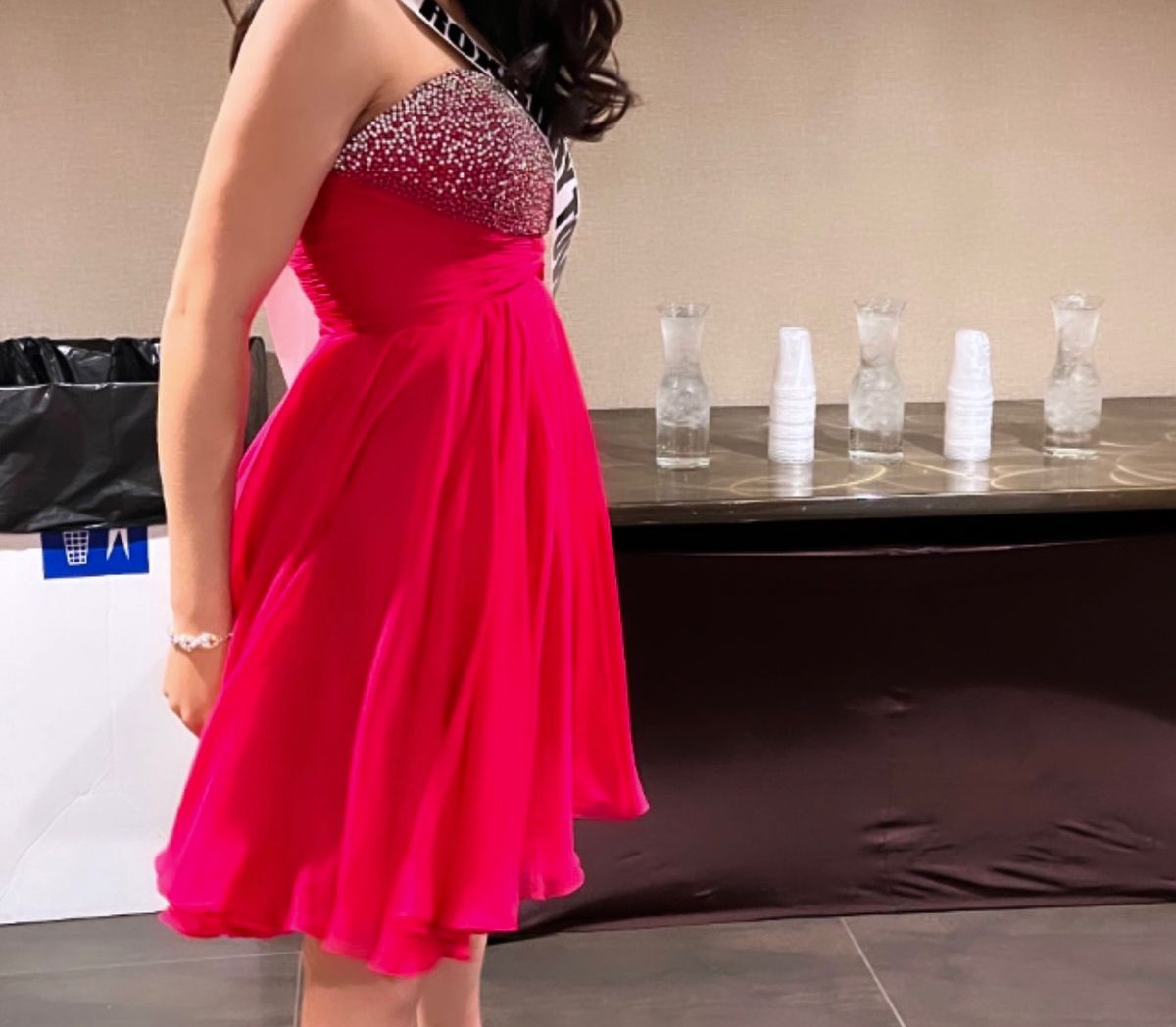 Sherri Hill Size 6 Homecoming Strapless Sequined Hot Pink Cocktail Dress on Queenly