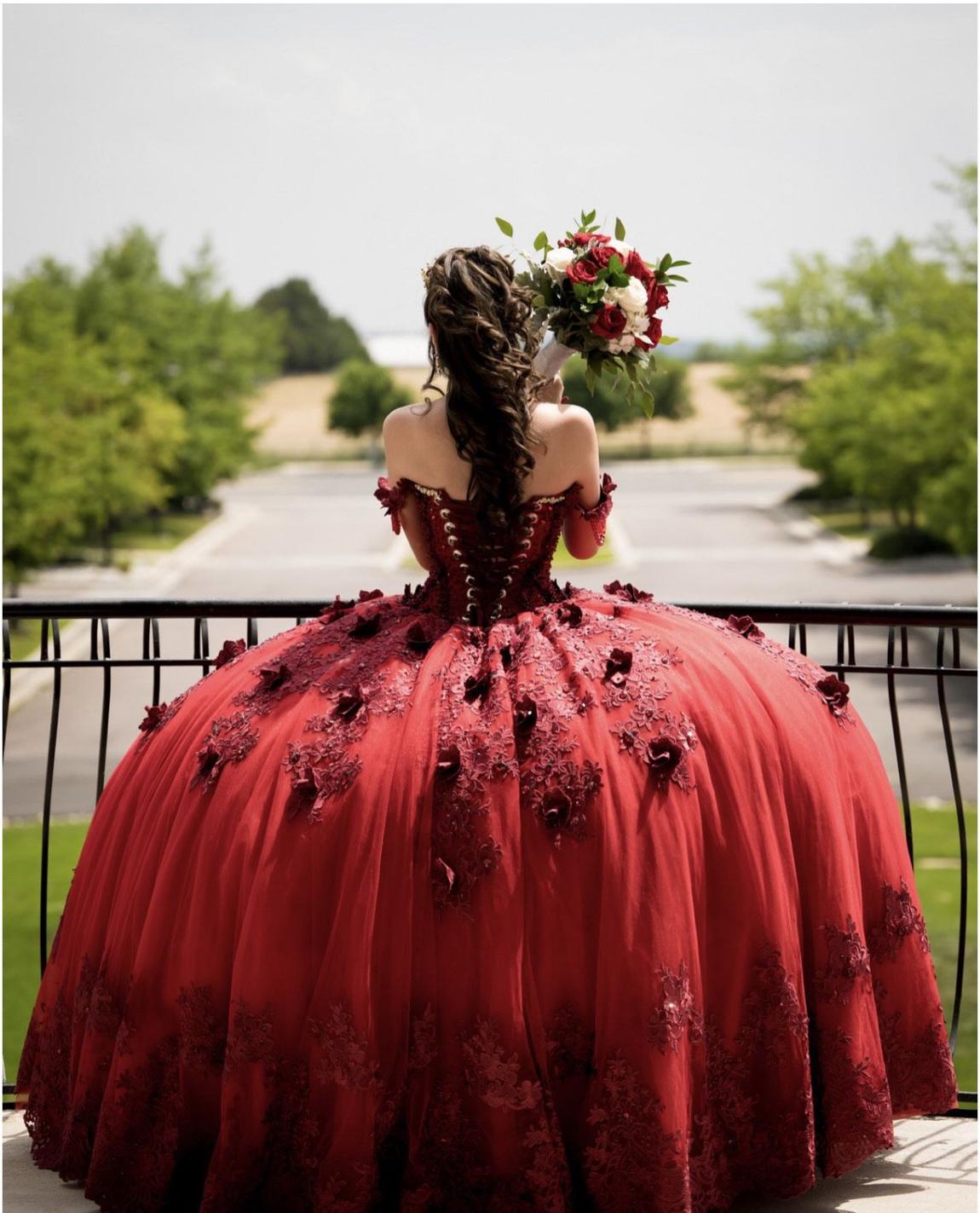 Size 00 Burgundy Red Ball Gown on Queenly