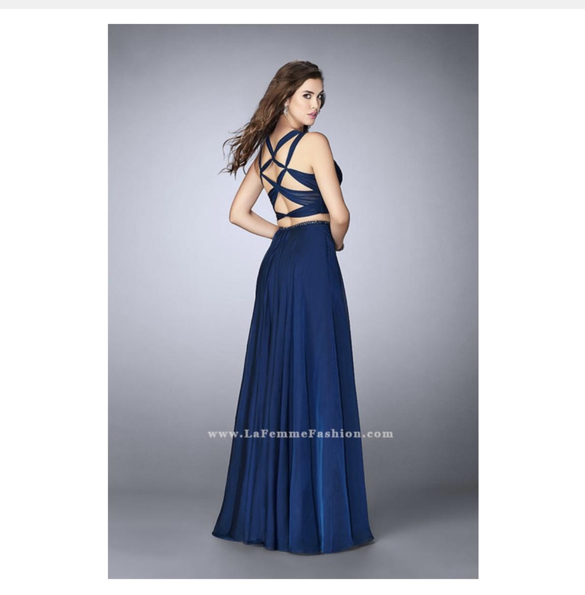 Style 23979 La Femme Size 4 Prom Navy Blue A-line Dress on Queenly