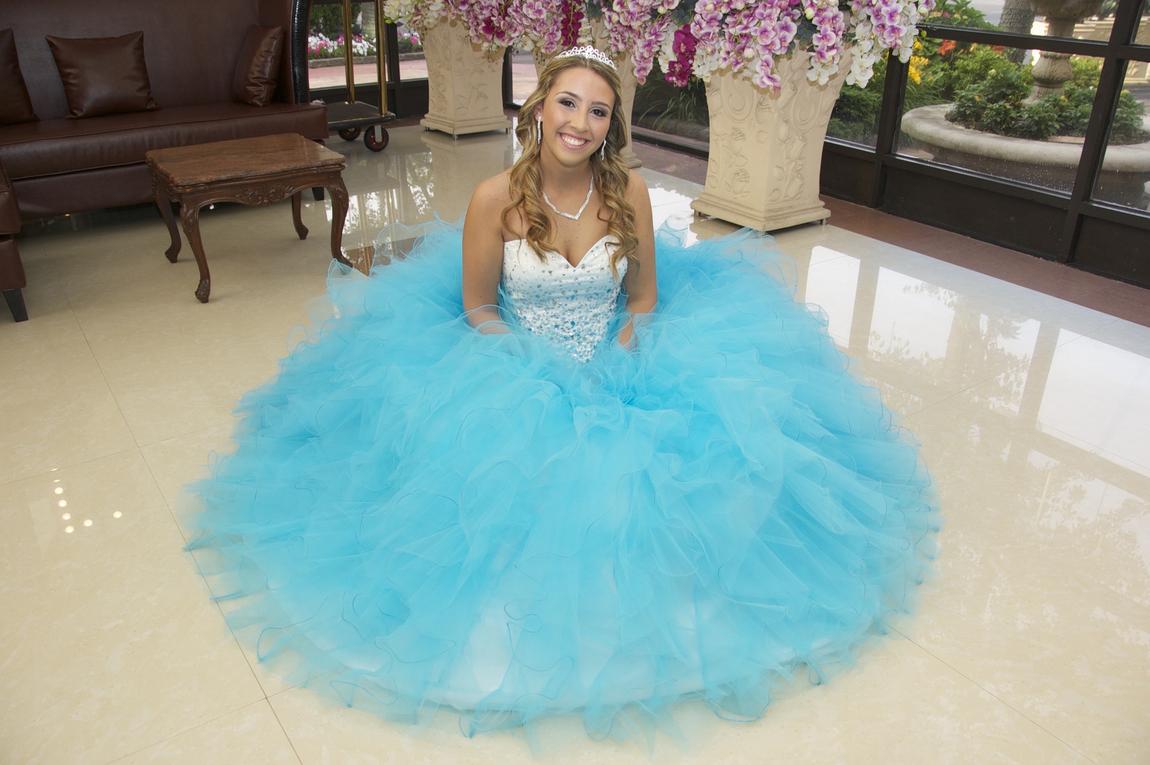 MoriLee Size 10 Lace Blue Ball Gown on Queenly