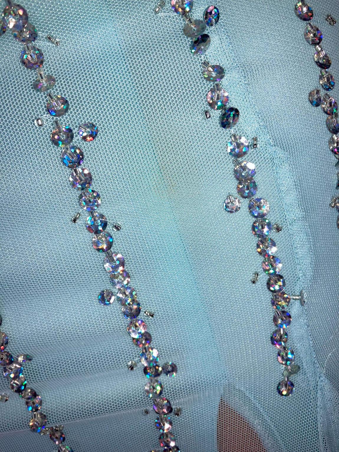David's Bridal Size 2 Sequined Blue Mermaid Dress on Queenly
