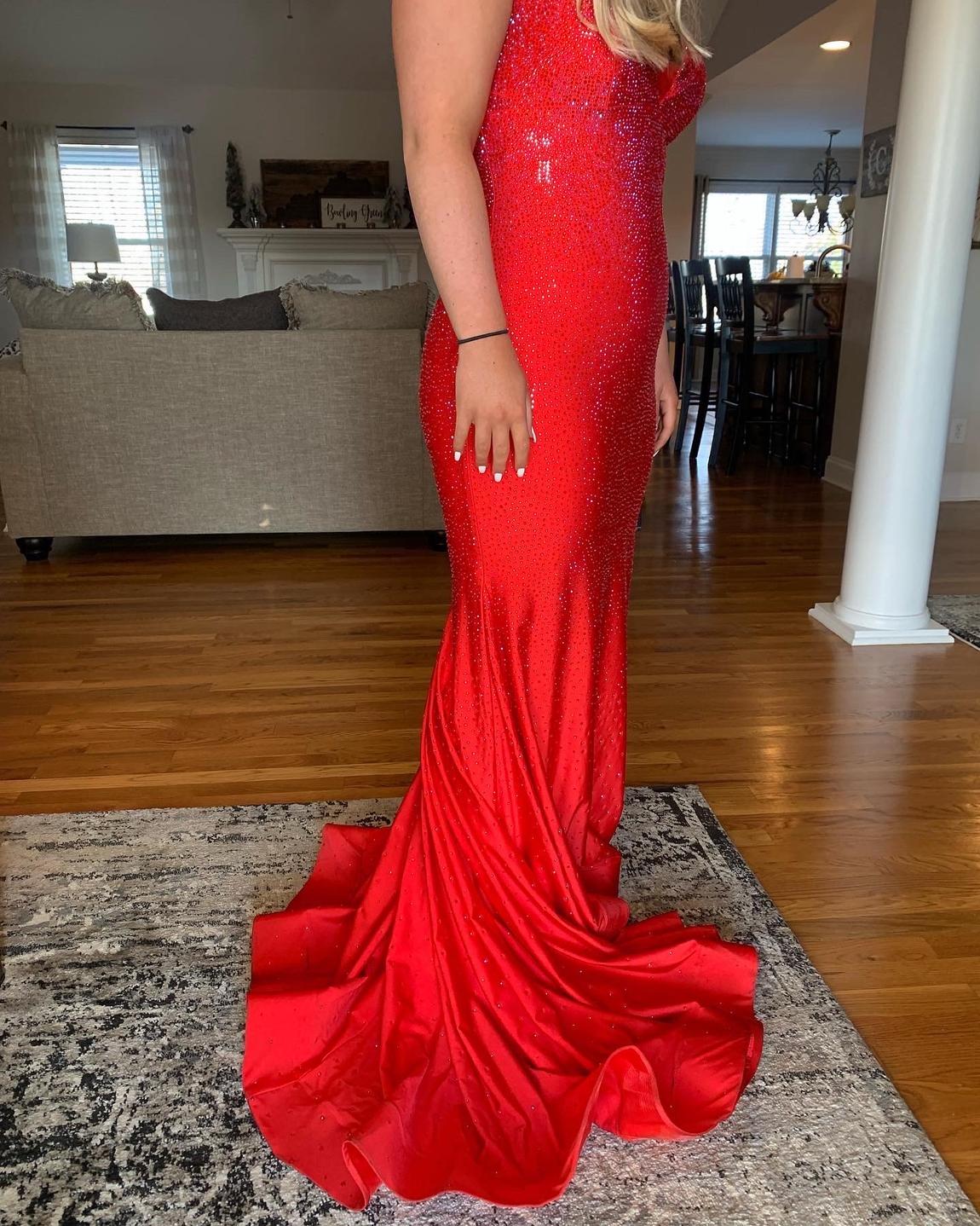 Sherri Hill Size 12 Prom Sequined Red Floor Length Maxi on Queenly