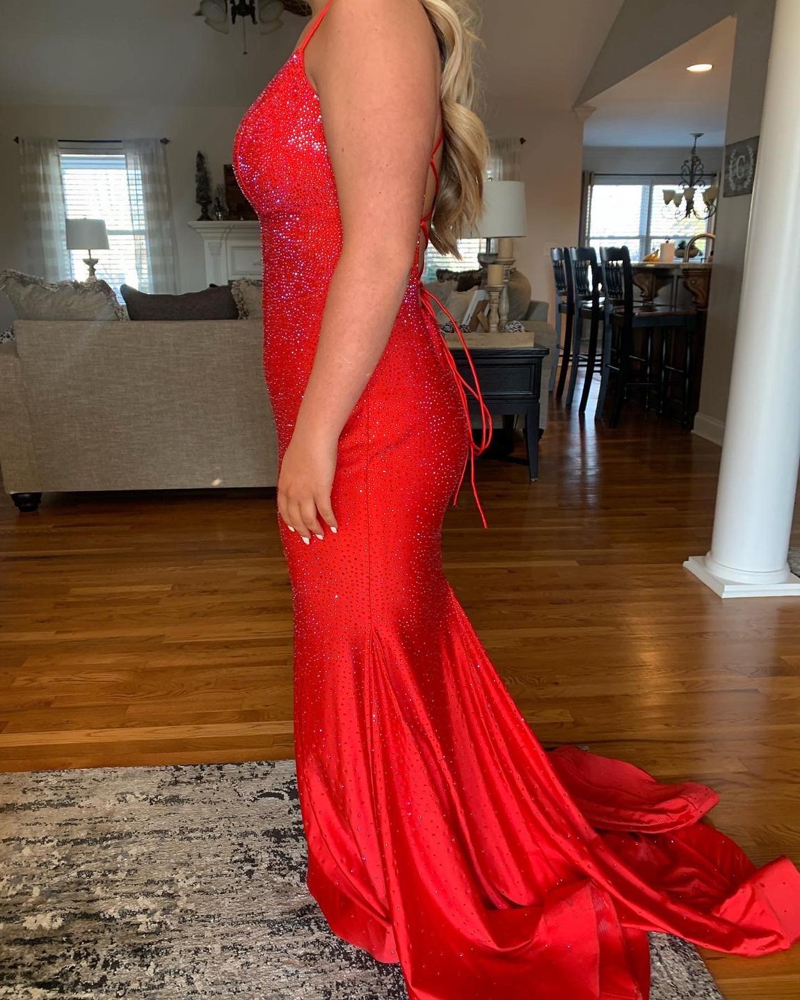 Sherri Hill Size 12 Prom Sequined Red Floor Length Maxi on Queenly