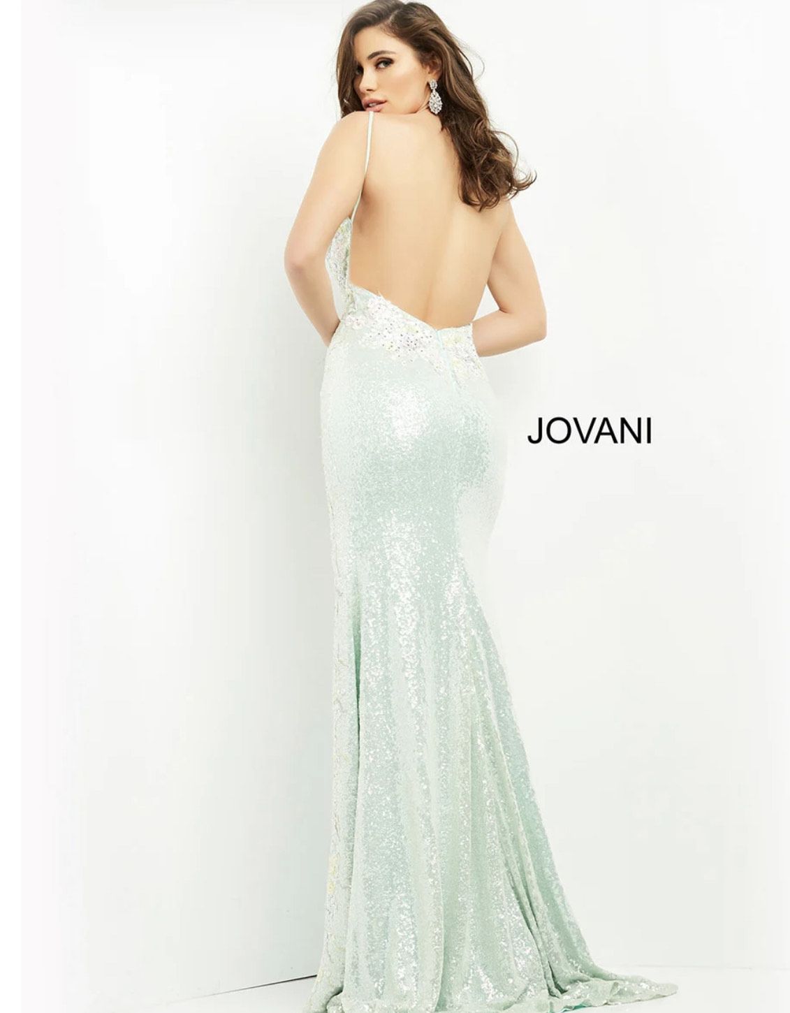 jovanni Size 6 Prom Sequined Light Green Side Slit Dress on Queenly