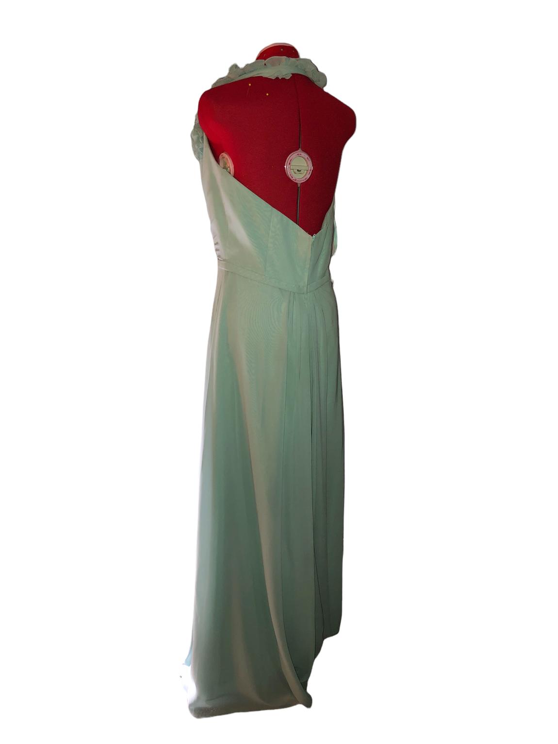 Allure Bridal Size 12 Bridesmaid Halter Light Green A-line Dress on Queenly