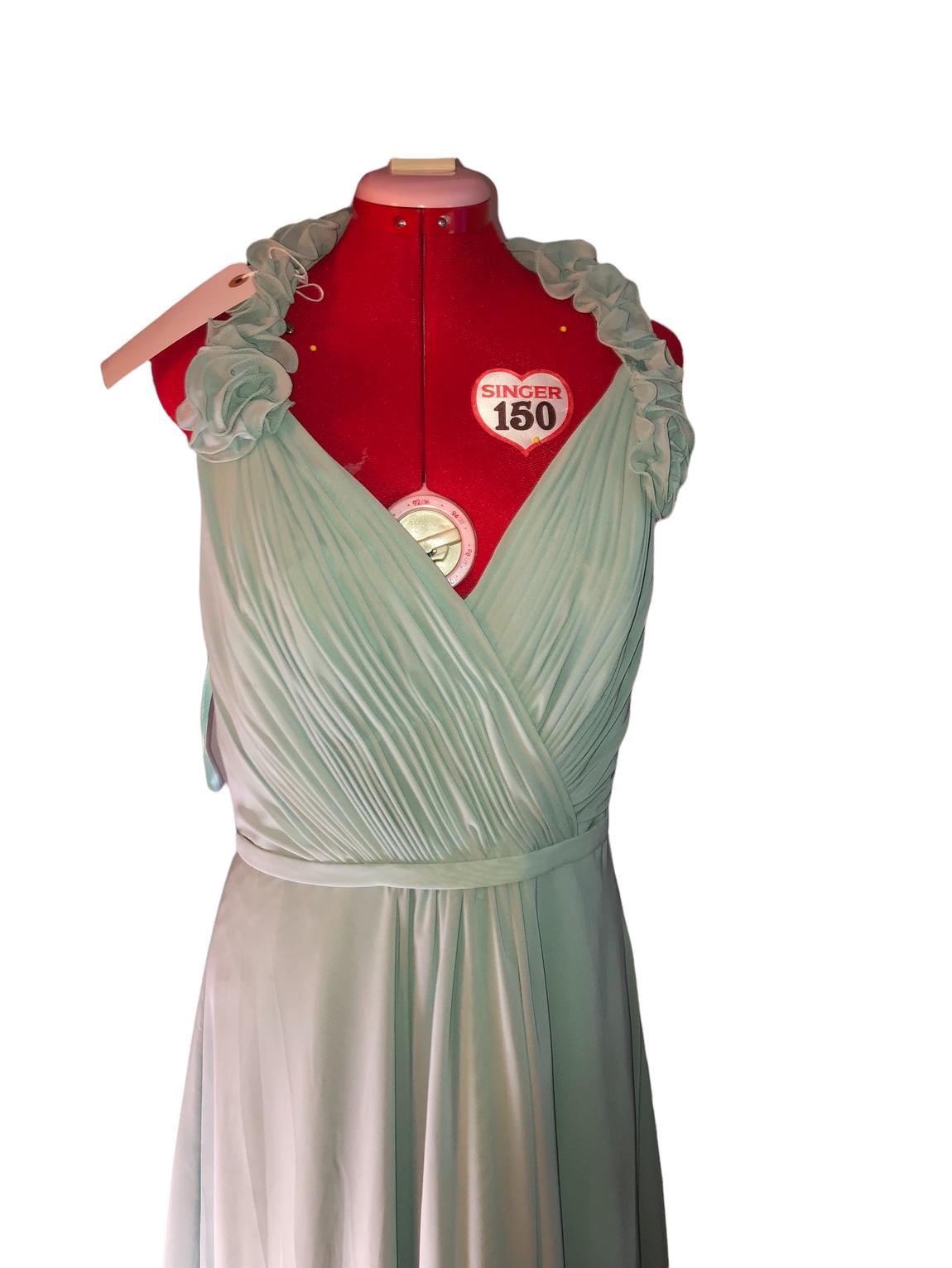 Allure Bridal Size 12 Bridesmaid Halter Light Green A-line Dress on Queenly