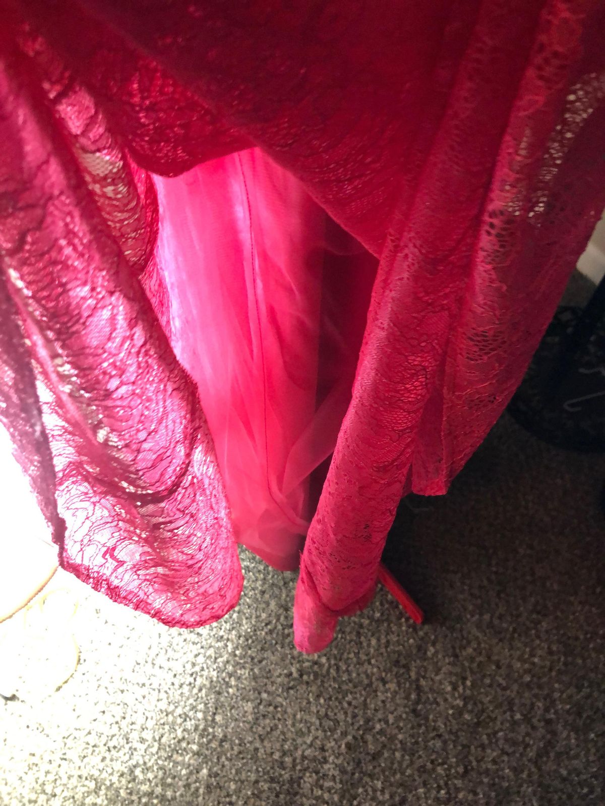 Size 12 Lace Hot Pink Floor Length Maxi on Queenly