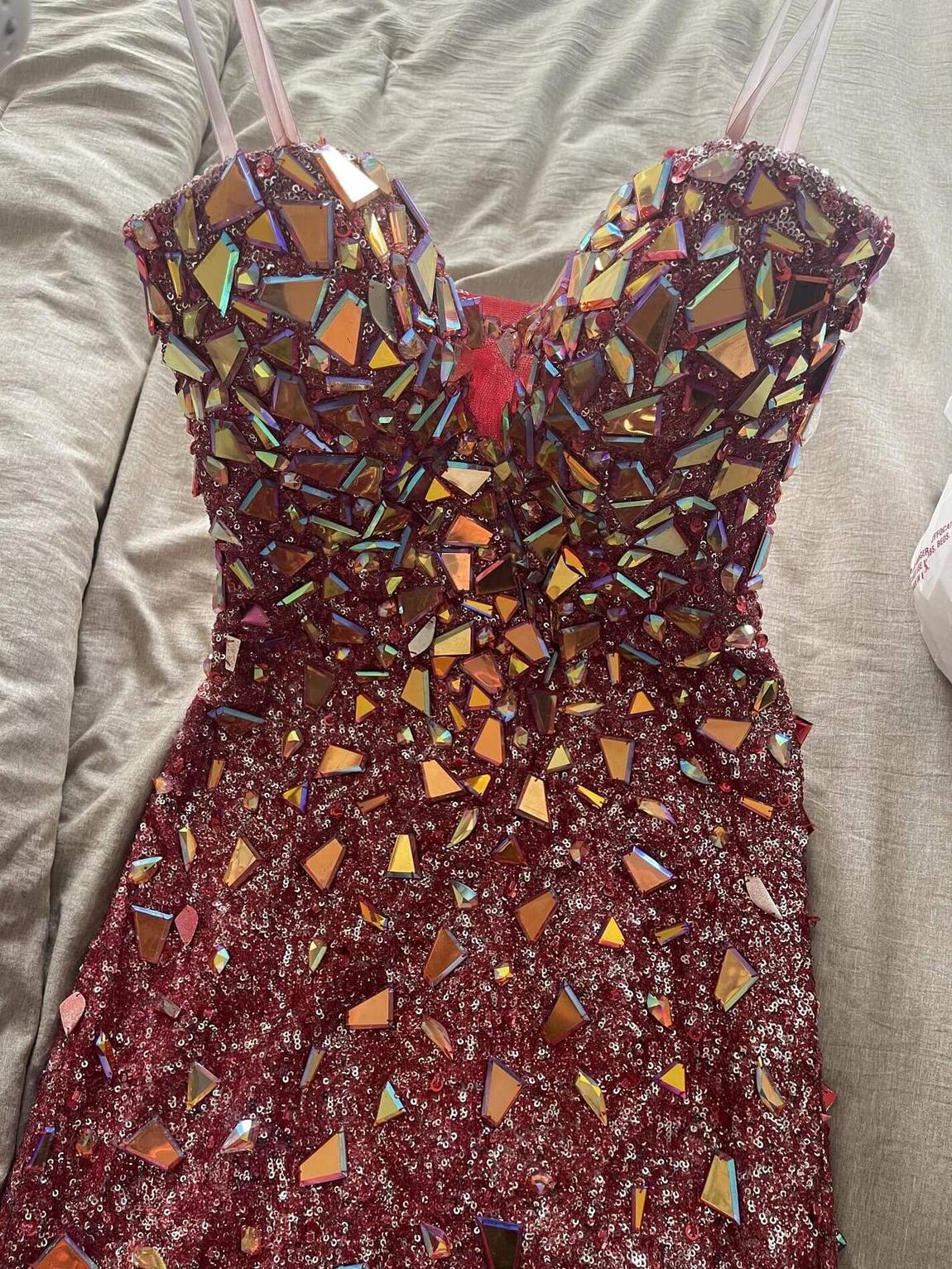 Size 4 Sequined Red Dress With Train on Queenly