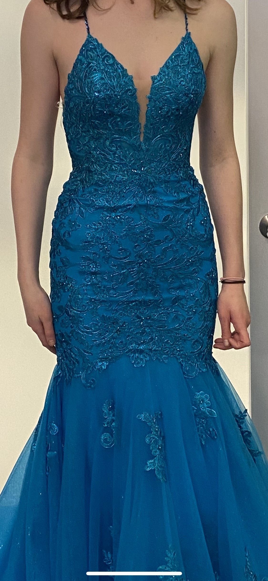 MoriLee Size 00 Prom Turquoise Blue Mermaid Dress on Queenly