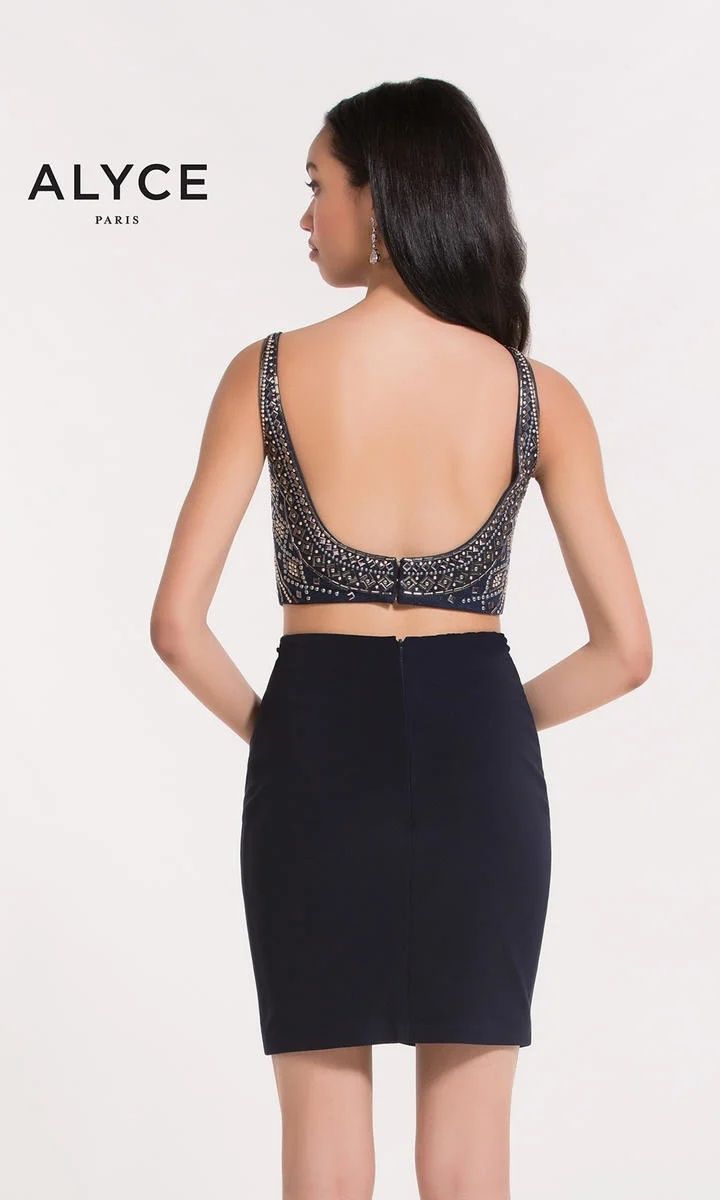 Style 4482 Alyce Size 10 Navy Blue Cocktail Dress on Queenly