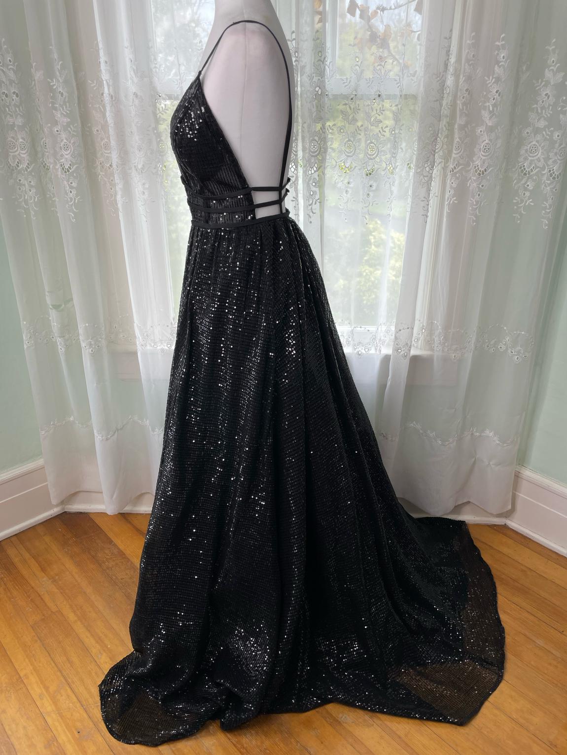 Jovani Size 6 Sequined Black Ball Gown on Queenly