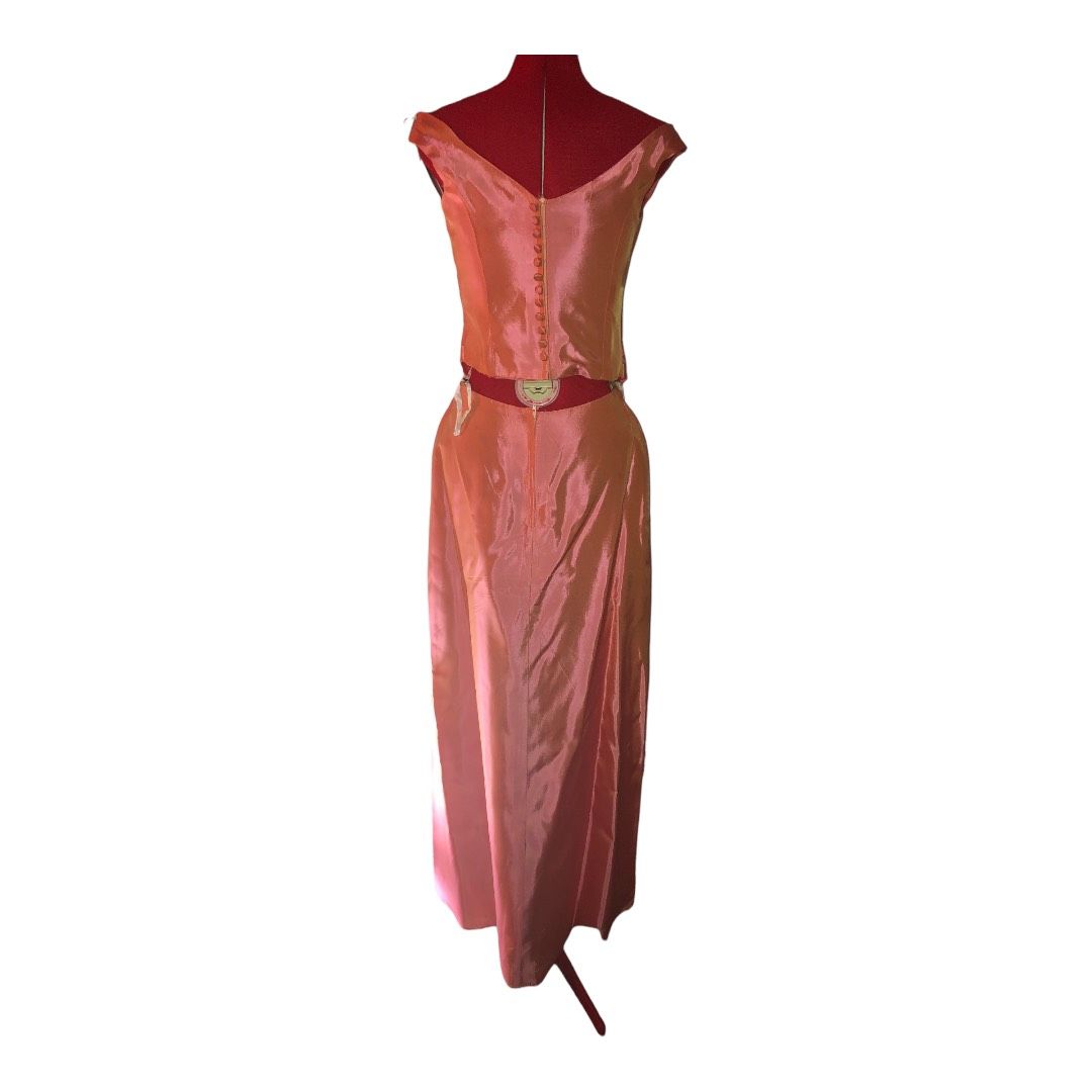Size 4 Satin Coral Floor Length Maxi on Queenly