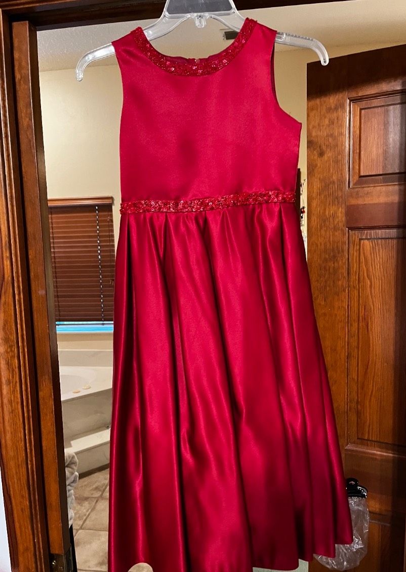 Girls Size 10 Sequined Red Cocktail Dress on Queenly