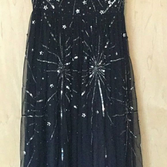 Adrianna Papell Size 12 Prom Strapless Sequined Black Cocktail Dress on Queenly