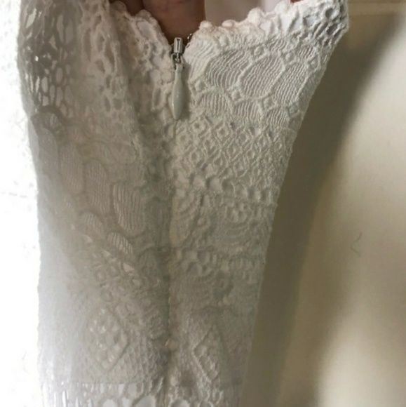 Shoshanna Size 12 Lace White Cocktail Dress on Queenly