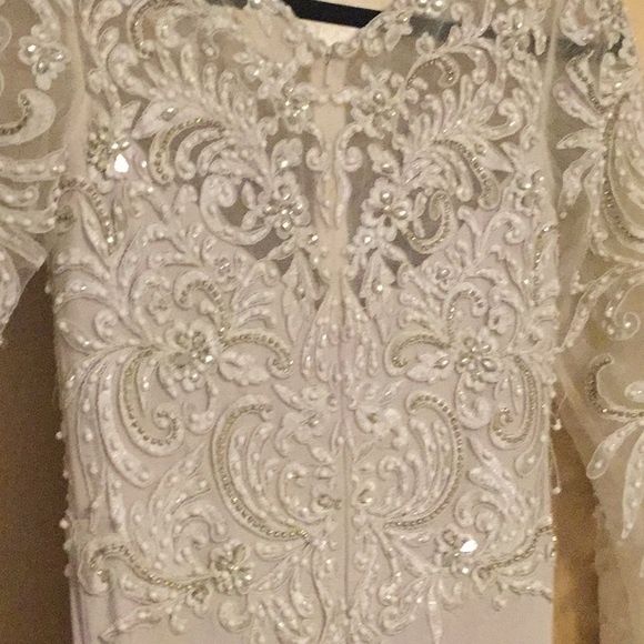 Terani Couture Size 2 Wedding Long Sleeve Lace White Mermaid Dress on Queenly