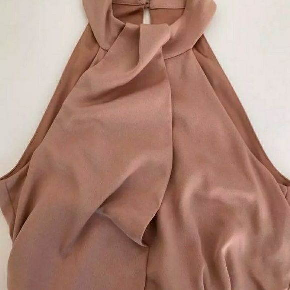 camilla & marc Plus Size -4 Bridesmaid High Neck Rose Gold Cocktail Dress on Queenly