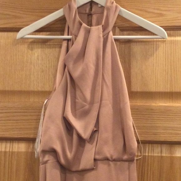 camilla & marc Plus Size -4 Bridesmaid High Neck Rose Gold Cocktail Dress on Queenly
