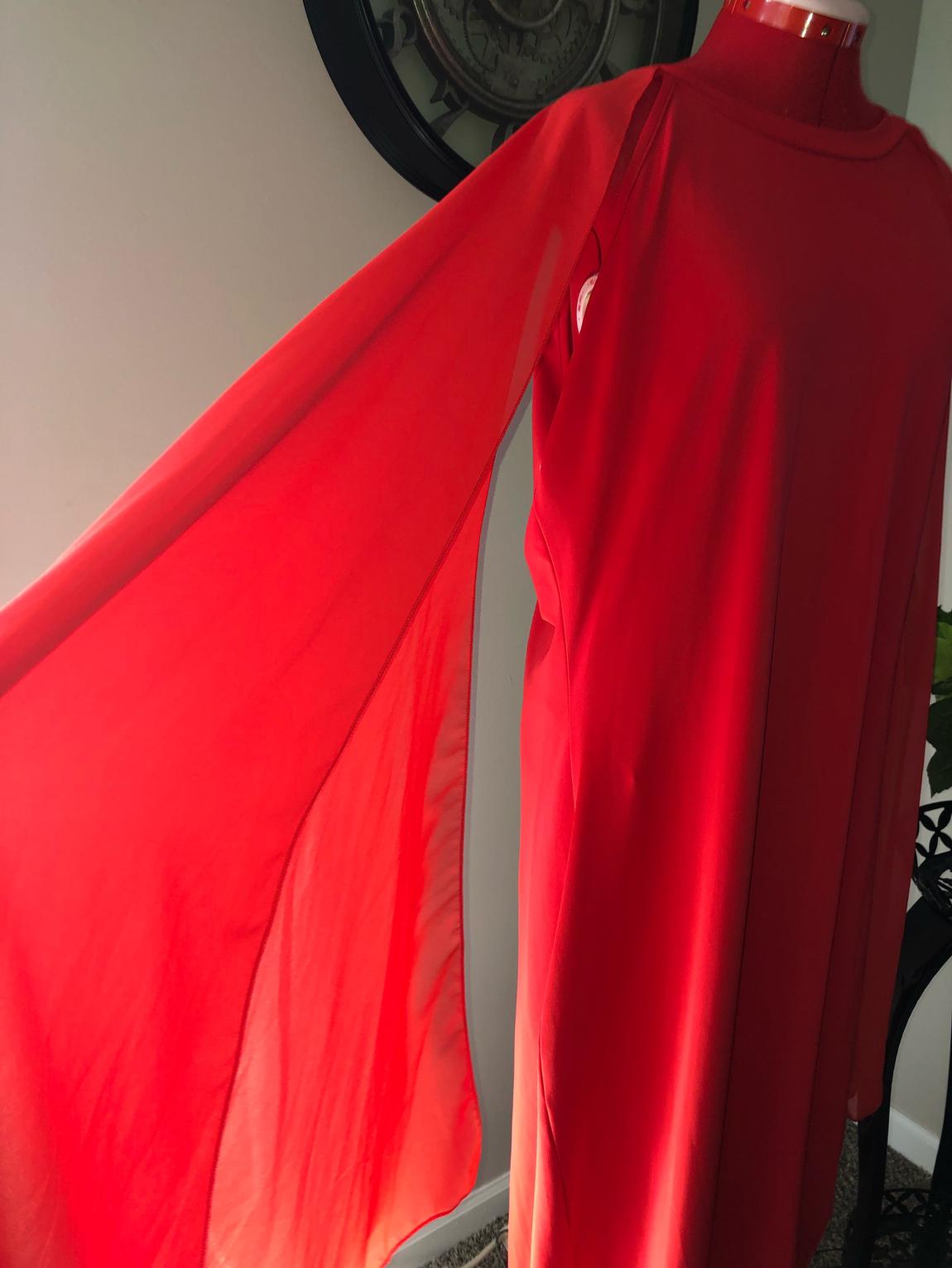 Size 10 Sheer Red Floor Length Maxi on Queenly