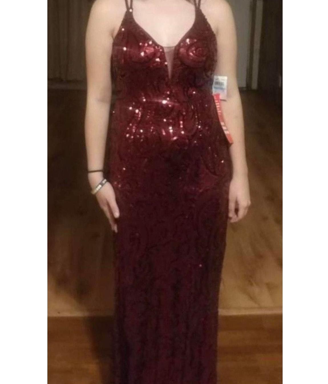 Size 6 Sequined Red Floor Length Maxi on Queenly